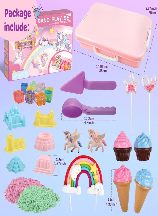 Weilim Unicorn Sensory Bin for Girl, Magic Sand Art Kit with Sandbox, Color Sand, Unicorn Fine Motor Kids Toy Christmas Birthday Gift for Toddler Ages 3 4 5 6 7 8 - Image 5